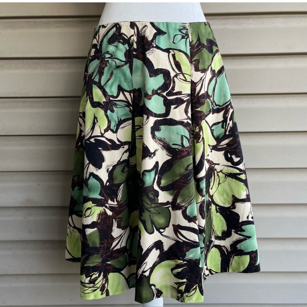 (B1) NWT Sunny Leigh Floral Pleated Skirt 2P Green Multi‎ Boho Petite Summer